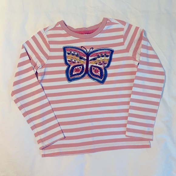Hanna Andersson Other - Hanna Andersson Appliqué Butterfly Long Sleeve Stripe Tee Shirt